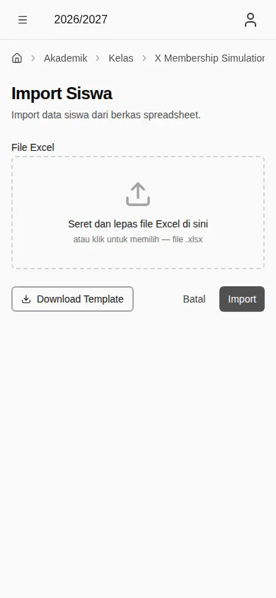 Formulir import siswa (mobile)