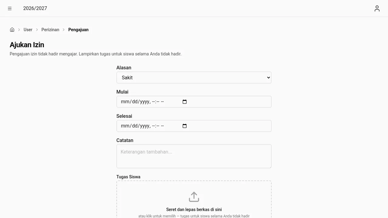 Formulir pengajuan izin (mobile)