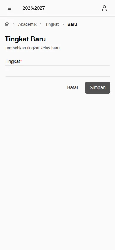 Formulir tingkat baru (mobile)