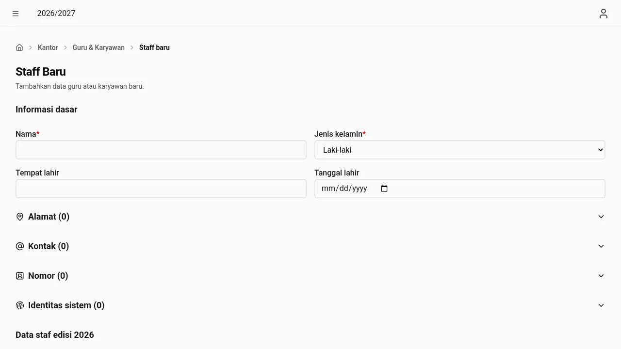 Formulir staf baru (mobile)