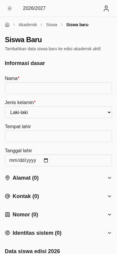 Formulir siswa baru (mobile)
