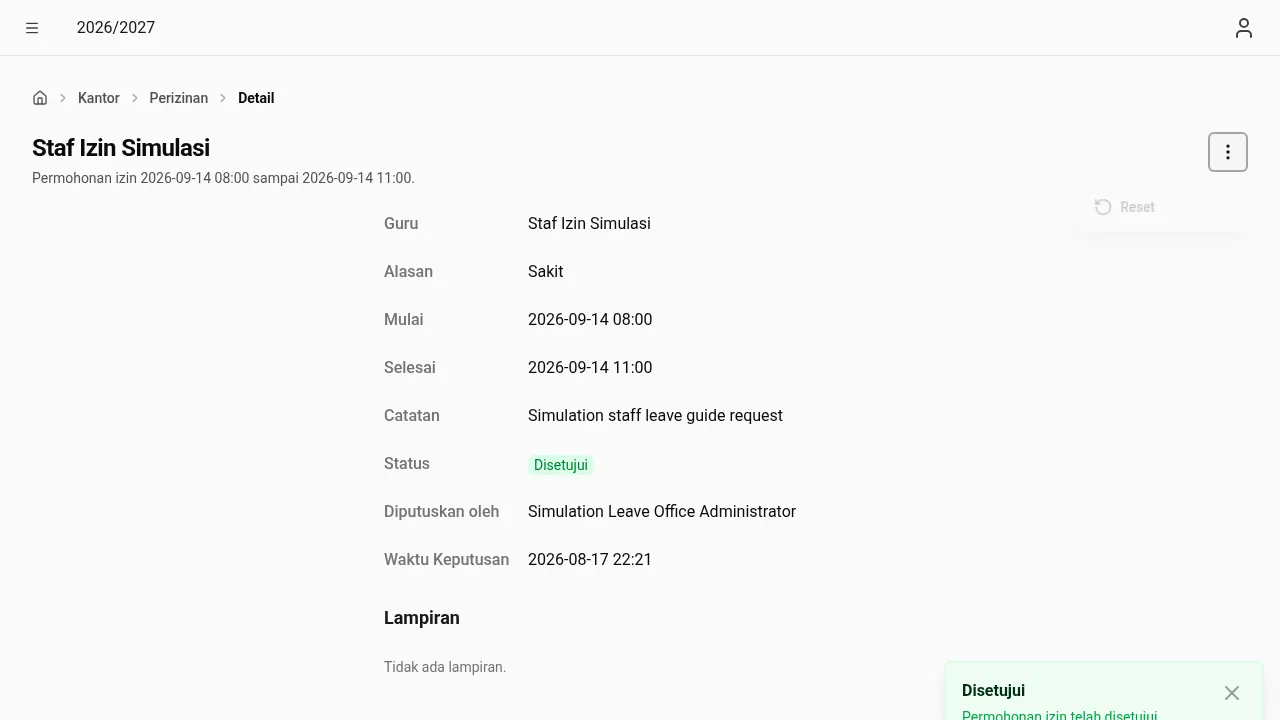 Detail izin yang telah disetujui (desktop)