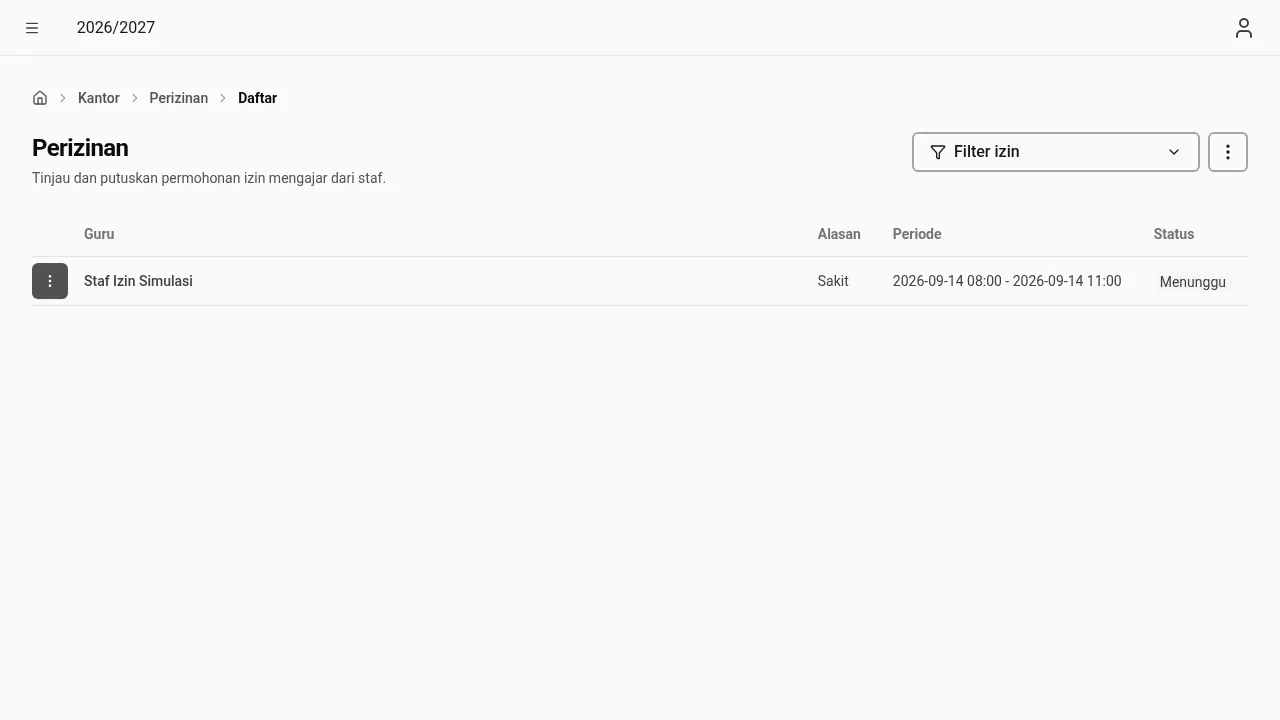 Daftar izin di kantor (desktop)